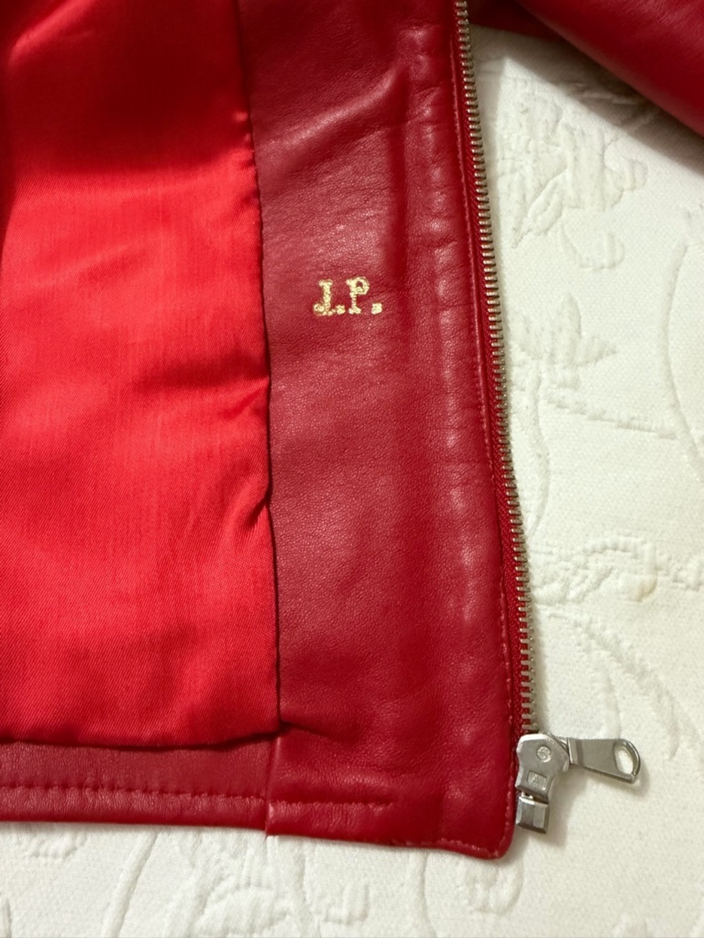 Women’s Red Leather Zip-Front Jacket - Picture 8 of 8